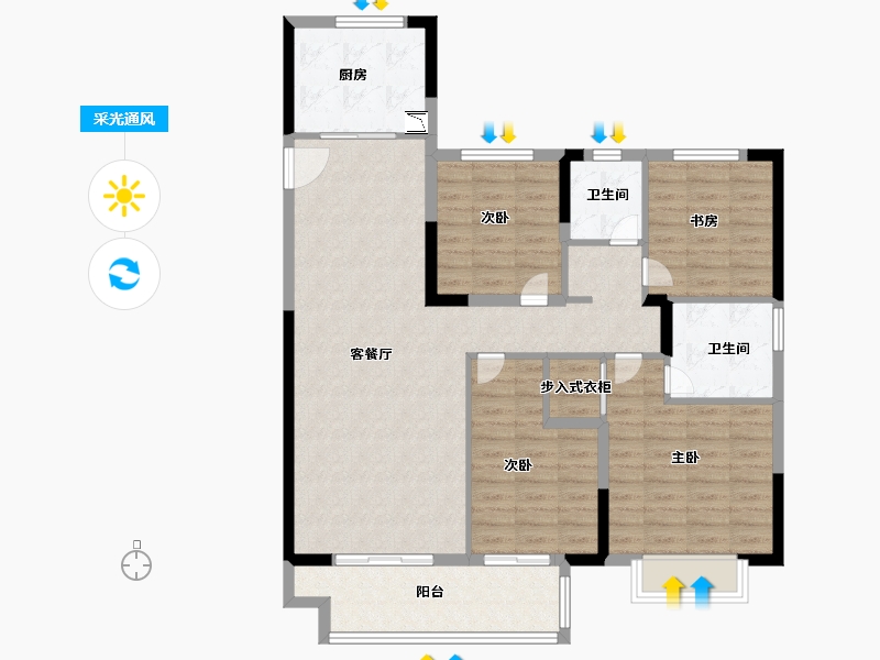 江苏省-徐州市-绿地淮海国博城-108.99-户型库-采光通风