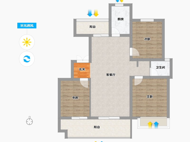 安徽省-阜阳市-红星美凯龙·翰林华府-83.00-户型库-采光通风