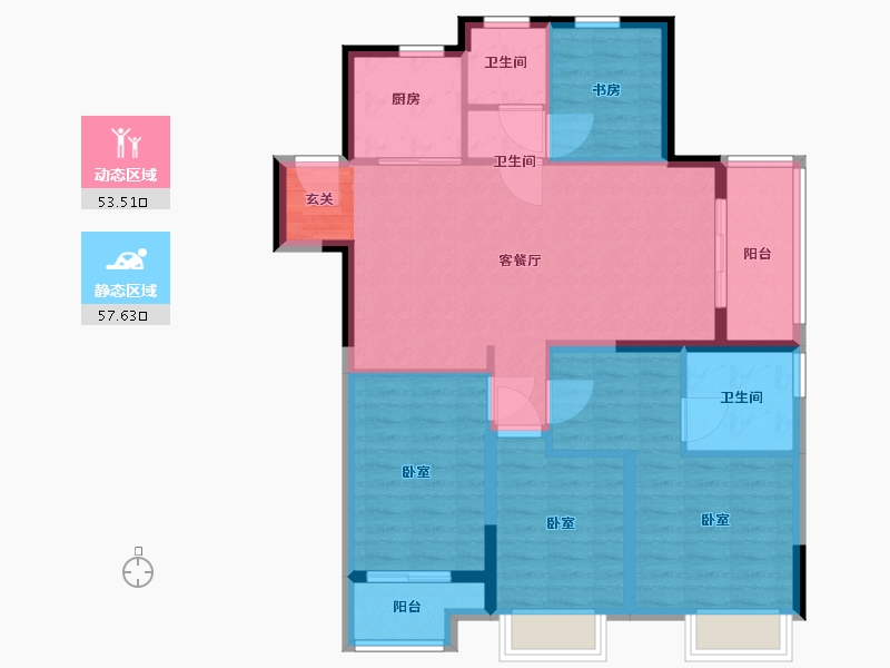 浙江省-嘉兴市-金地风华剑桥-100.01-户型库-动静分区