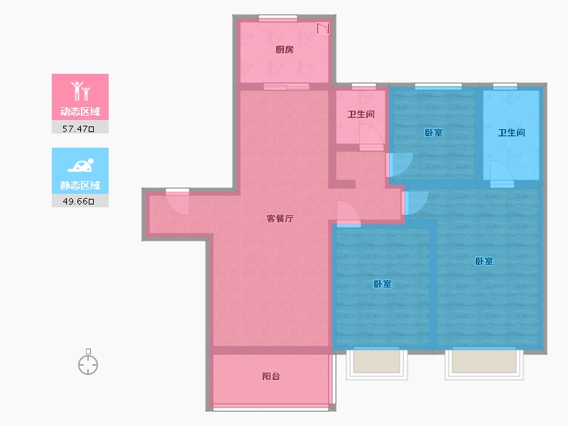 浙江省-宁波市-宝龙一城-94.00-户型库-动静分区