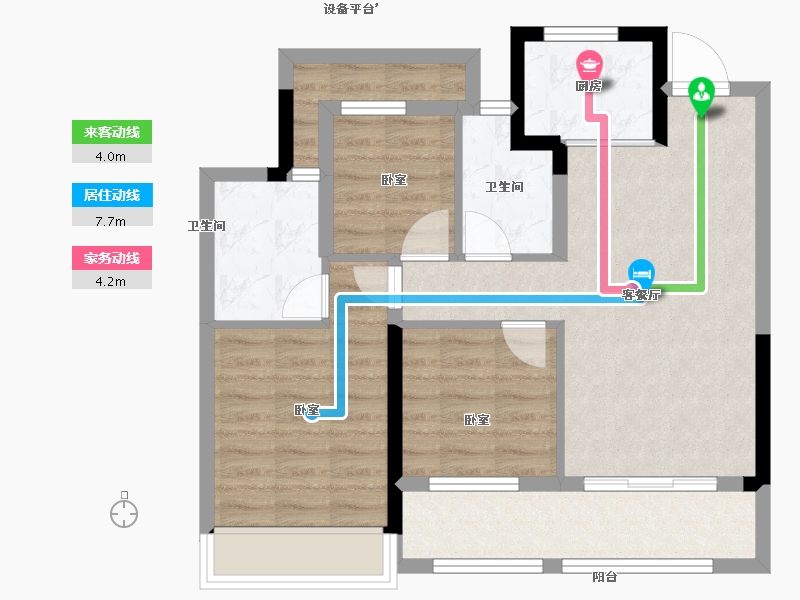 浙江省-湖州市-中梁翡丽蓝湾-71.00-户型库-动静线