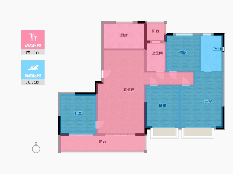 浙江省-宁波市-宝龙一城-111.00-户型库-动静分区