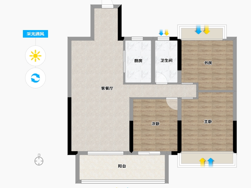 江苏省-淮安市-绿地春晓-92.80-户型库-采光通风