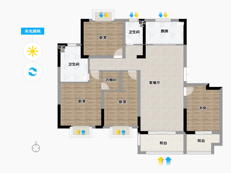 安徽省-淮南市-中电科·八号院-118.01-户型库-采光通风