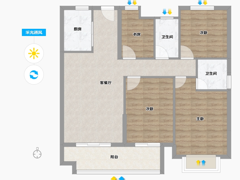 福建省-漳州市-兰水翡翠湾-85.99-户型库-采光通风