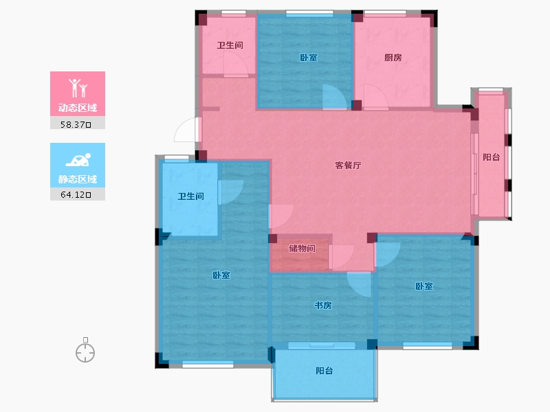 浙江省-宁波市-云瑞佳苑二期-112.00-户型库-动静分区