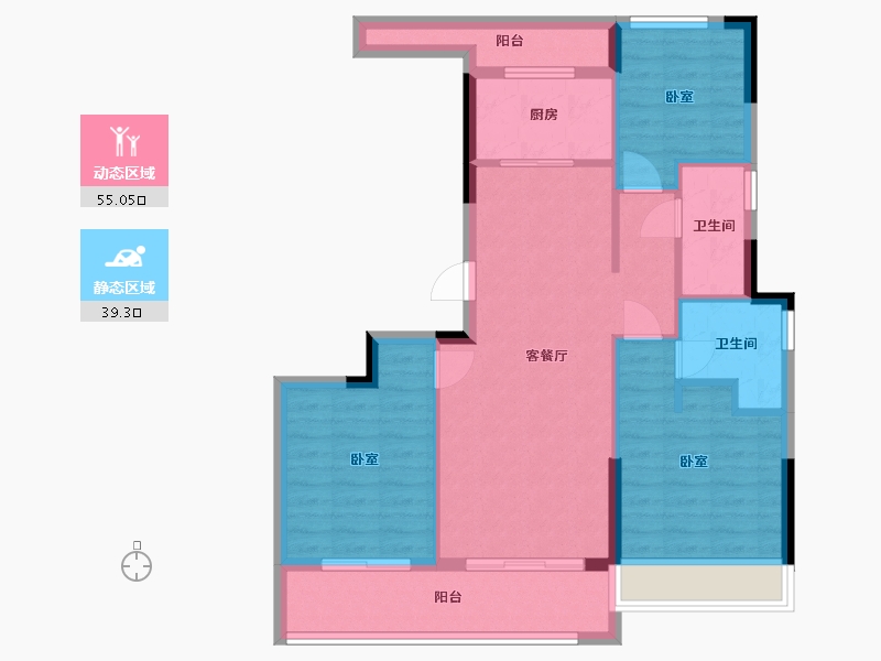 浙江省-宁波市-蓝城·慈溪慈月园-84.17-户型库-动静分区