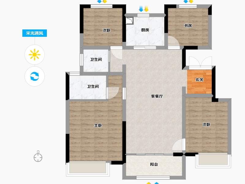 江苏省-淮安市-金海·铂樾-100.00-户型库-采光通风