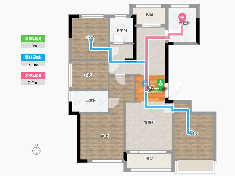 浙江省-湖州市-凤栖雲庐-96.96-户型库-动静线