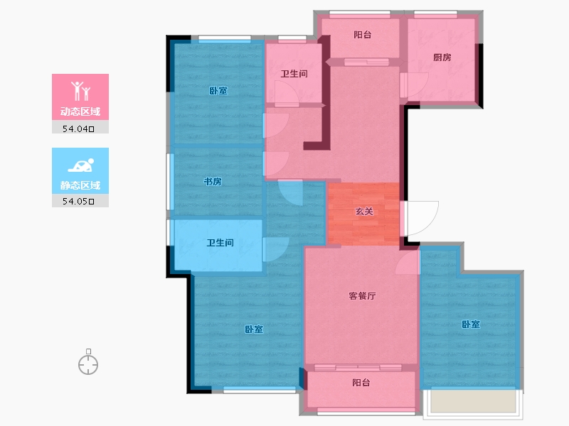 浙江省-湖州市-凤栖雲庐-96.96-户型库-动静分区