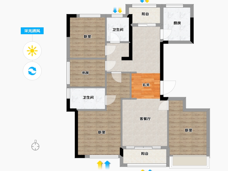 浙江省-湖州市-凤栖雲庐-96.96-户型库-采光通风