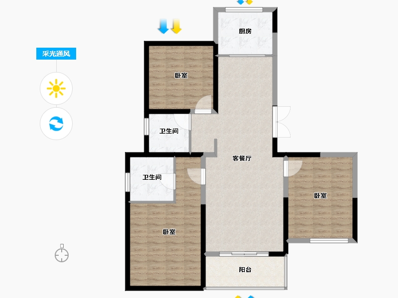 江苏省-盐城市-杰仕豪庭天樾-110.00-户型库-采光通风