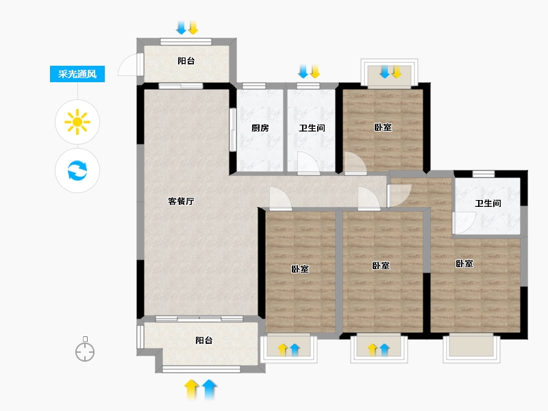 江西省-抚州市-东乡壹号院-110.00-户型库-采光通风