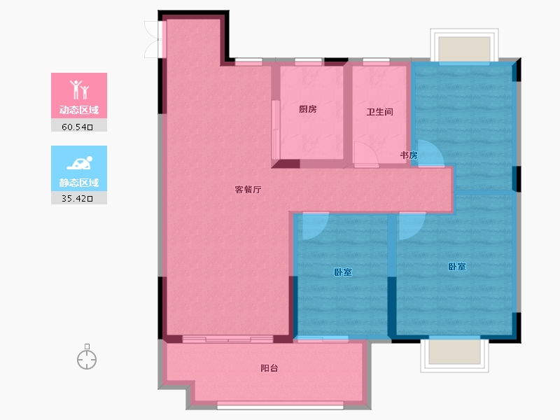 安徽省-淮南市-京冠学府里-86.01-户型库-动静分区