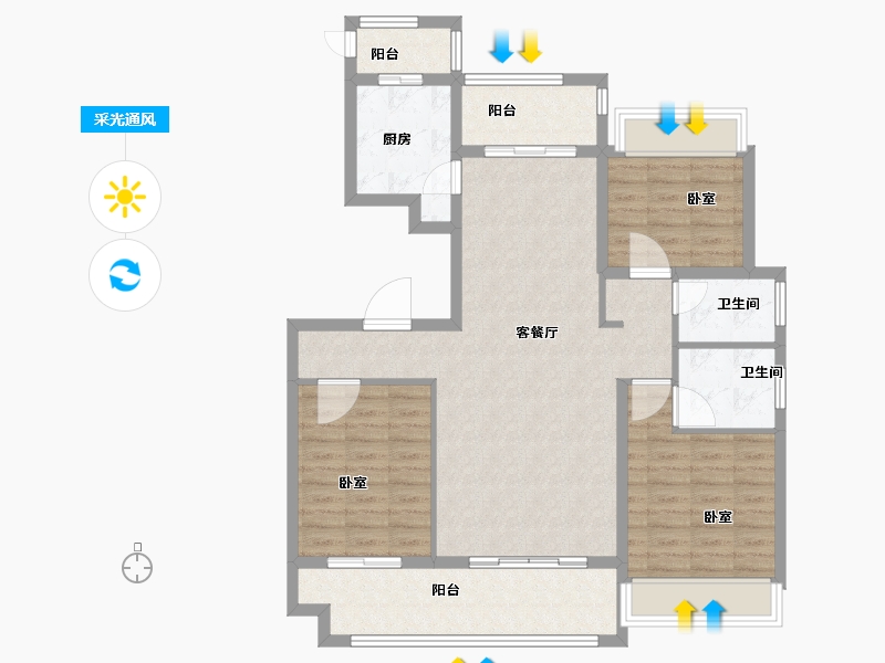 安徽省-芜湖市-美好锦城-102.00-户型库-采光通风