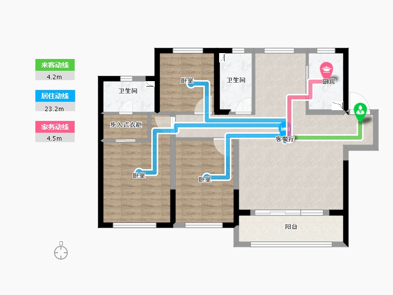 陕西省-咸阳市-绿地新都会-90.55-户型库-动静线