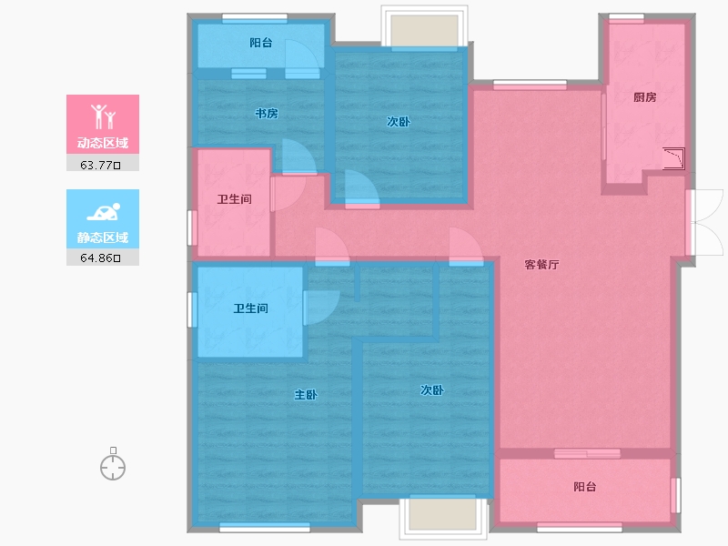 江苏省-南通市-如东雨润城-114.00-户型库-动静分区