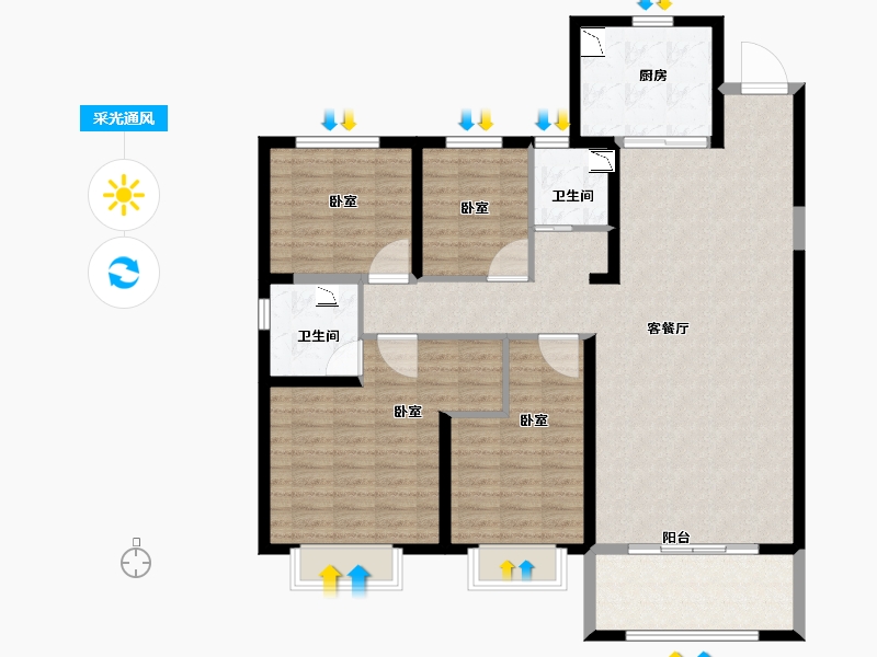 新疆维吾尔自治区-乌鲁木齐市-碧桂园天玺-123.00-户型库-采光通风