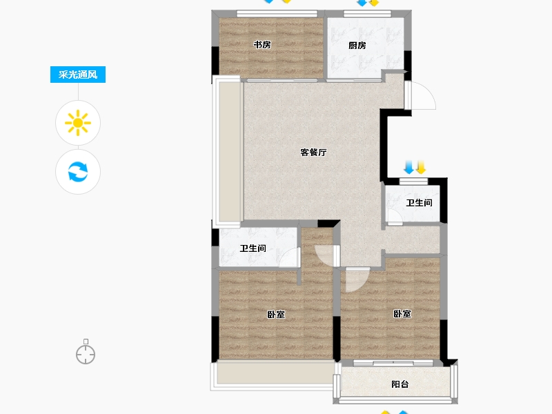 浙江省-金华市-中昂天玥府-78.00-户型库-采光通风