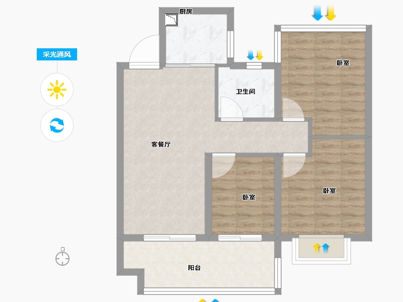 安徽省-合肥市-中梁力高云湖印-70.00-户型库-采光通风