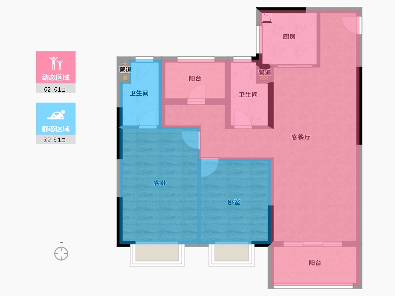 浙江省-宁波市-余姚金茂悦观庭-85.00-户型库-动静分区