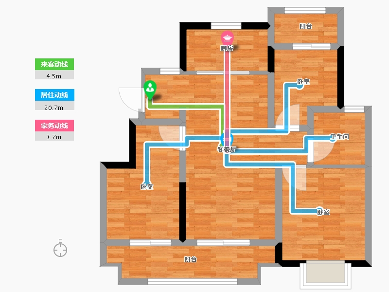 江苏省-扬州市-中书华邸-72.00-户型库-动静线