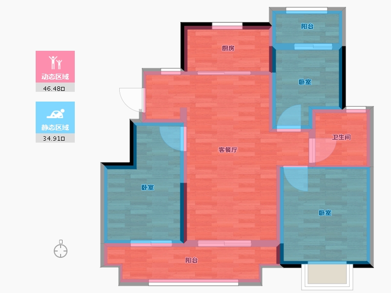 江苏省-扬州市-中书华邸-72.00-户型库-动静分区