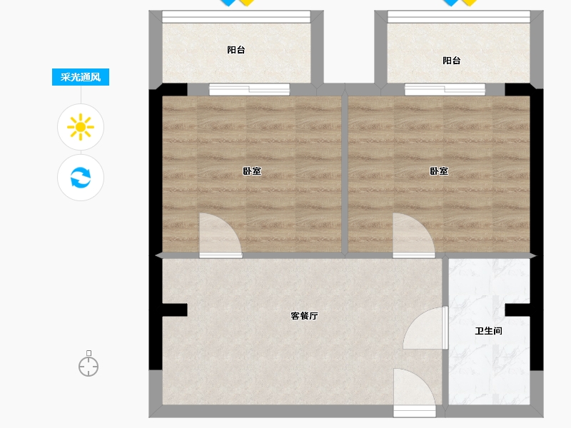 江苏省-镇江市-诚基景天花园·观复-51.00-户型库-采光通风