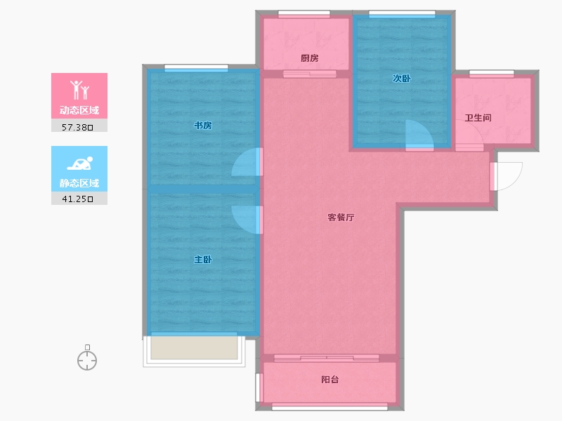 甘肃省-兰州市-凯地华丽世家-88.40-户型库-动静分区