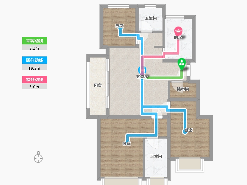 浙江省-杭州市-万科劝学里-72.35-户型库-动静线