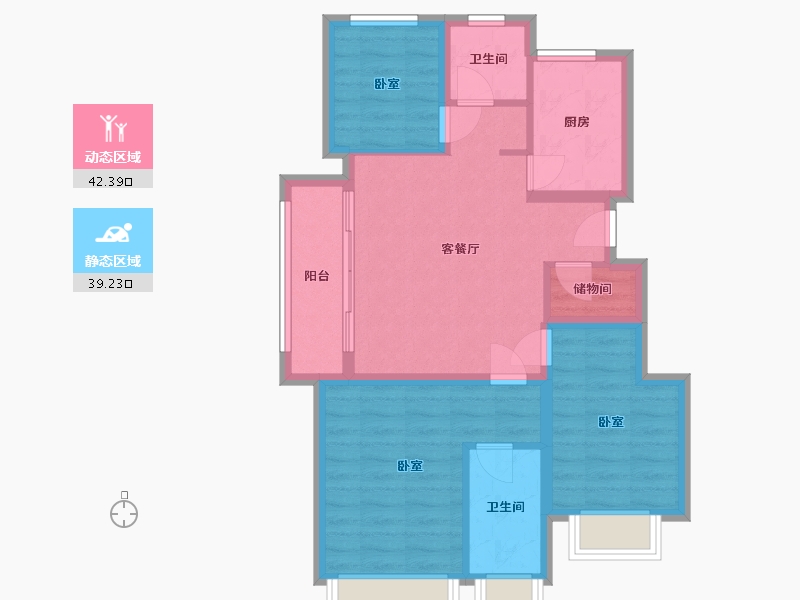 浙江省-杭州市-万科劝学里-72.35-户型库-动静分区