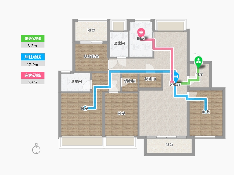 浙江省-杭州市-德信阳光城云溪洋房-113.87-户型库-动静线