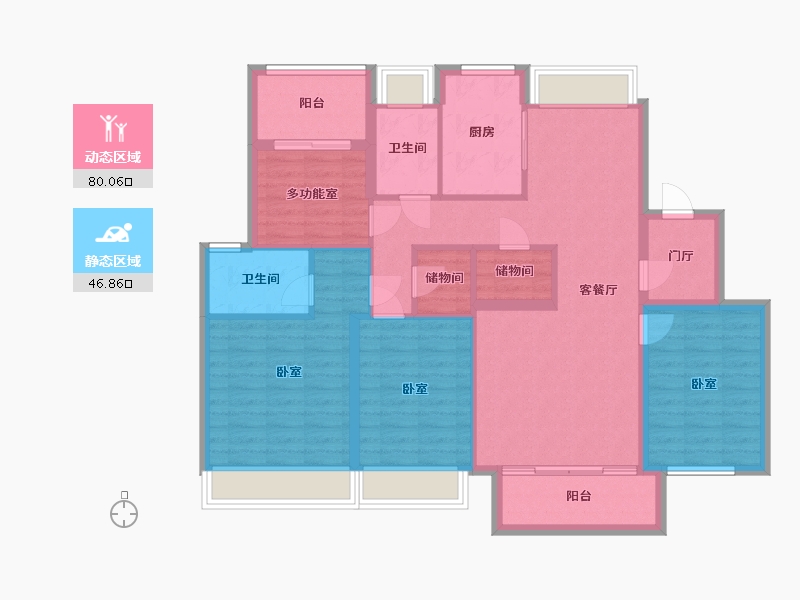 浙江省-杭州市-德信阳光城云溪洋房-113.87-户型库-动静分区