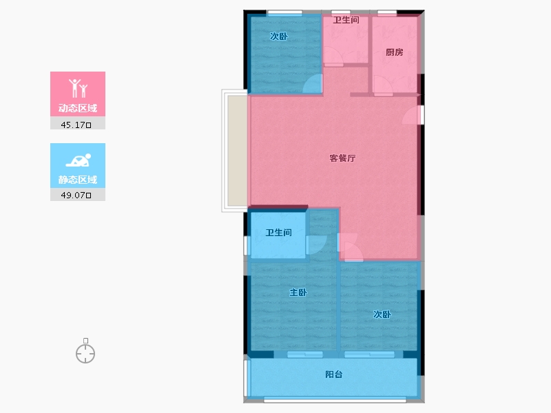 江苏省-淮安市-金辉优步花园-85.60-户型库-动静分区