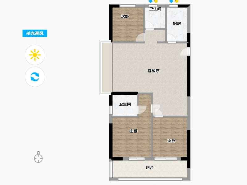 江苏省-淮安市-金辉优步花园-85.60-户型库-采光通风