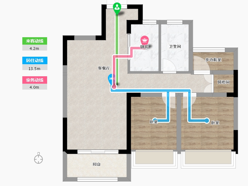 安徽省-合肥市-滨湖龙川里-66.96-户型库-动静线