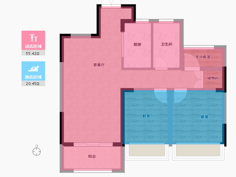 安徽省-合肥市-滨湖龙川里-66.96-户型库-动静分区