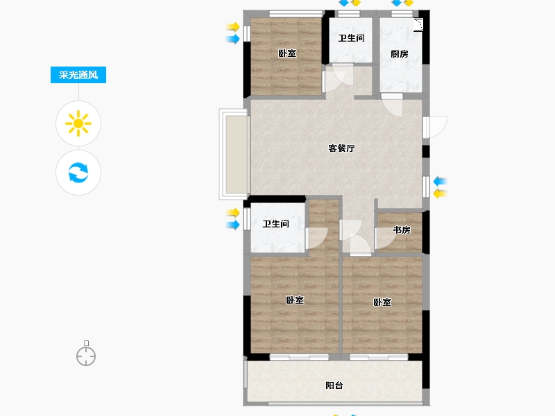 浙江省-宁波市-阳光城众安·顺源里-78.00-户型库-采光通风