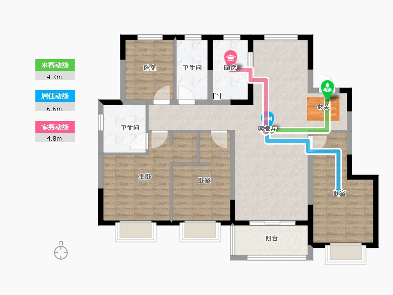 浙江省-宁波市-融创杭州湾壹号-108.84-户型库-动静线