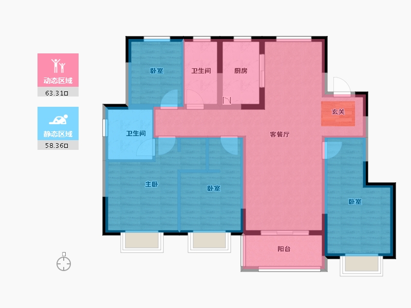 浙江省-宁波市-融创杭州湾壹号-108.84-户型库-动静分区