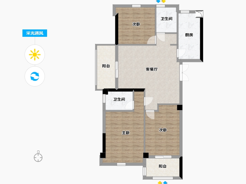 福建省-宁德市-庭盛·阳光壹号院-91.00-户型库-采光通风