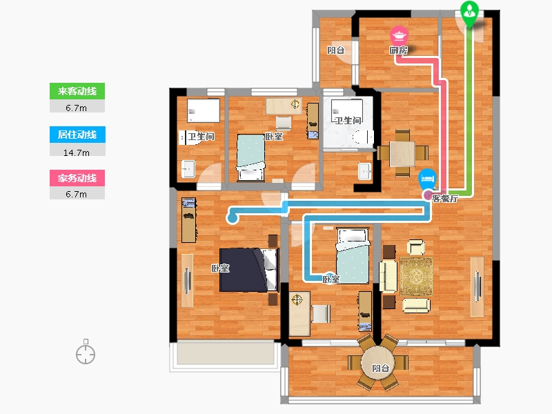 江苏省-镇江市-碧桂园·滨江华府-106.00-户型库-动静线