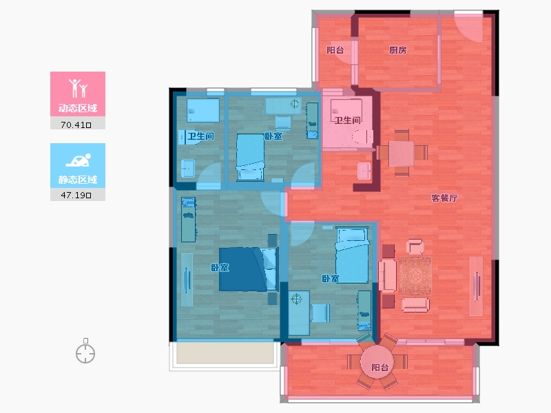 江苏省-镇江市-碧桂园·滨江华府-106.00-户型库-动静分区