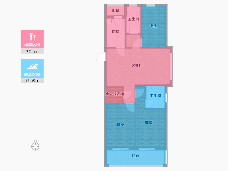 浙江省-嘉兴市-洛塘公馆-72.37-户型库-动静分区