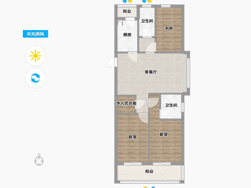 浙江省-嘉兴市-洛塘公馆-72.37-户型库-采光通风