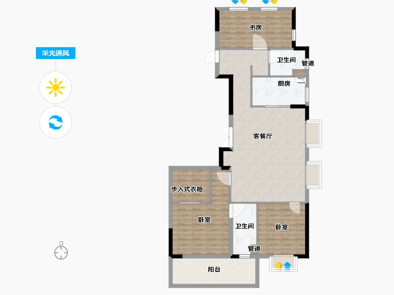 浙江省-宁波市-青樾府-105.00-户型库-采光通风