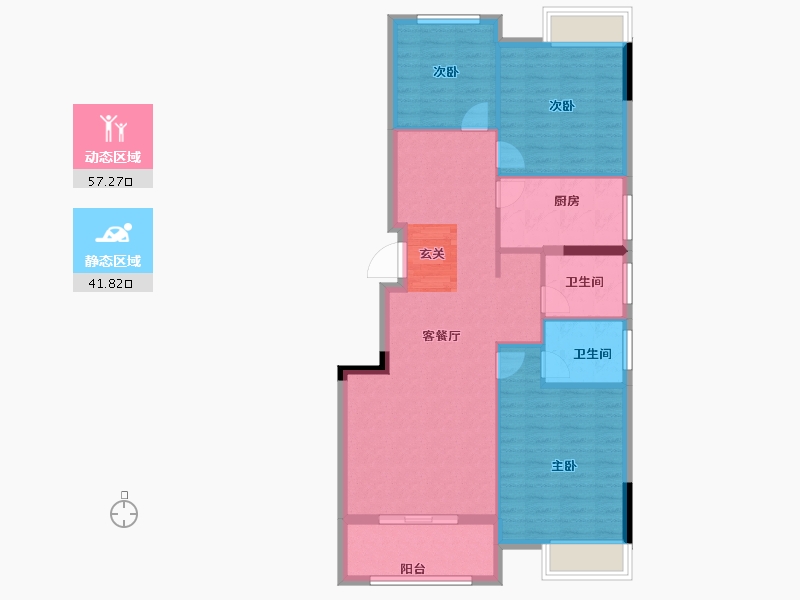 安徽省-阜阳市-成美·翡翠公馆-90.00-户型库-动静分区