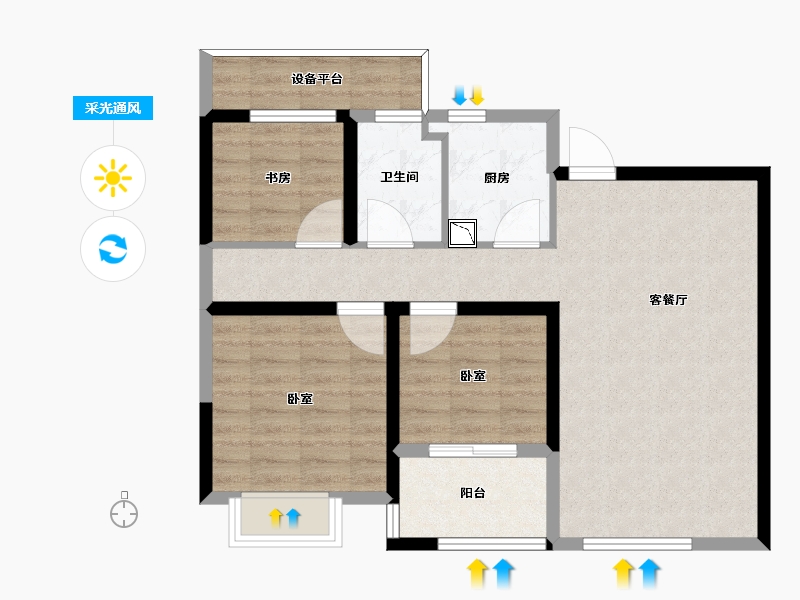 浙江省-宁波市-城投·悦江湾-77.07-户型库-采光通风