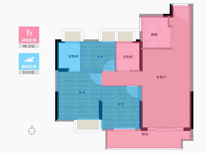 福建省-福州市-旭辉榕宸天著-71.00-户型库-动静分区