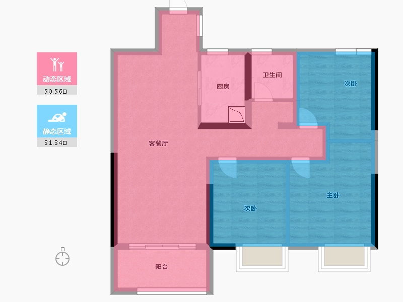 江西省-南昌市-阳光城丽景湾-72.00-户型库-动静分区